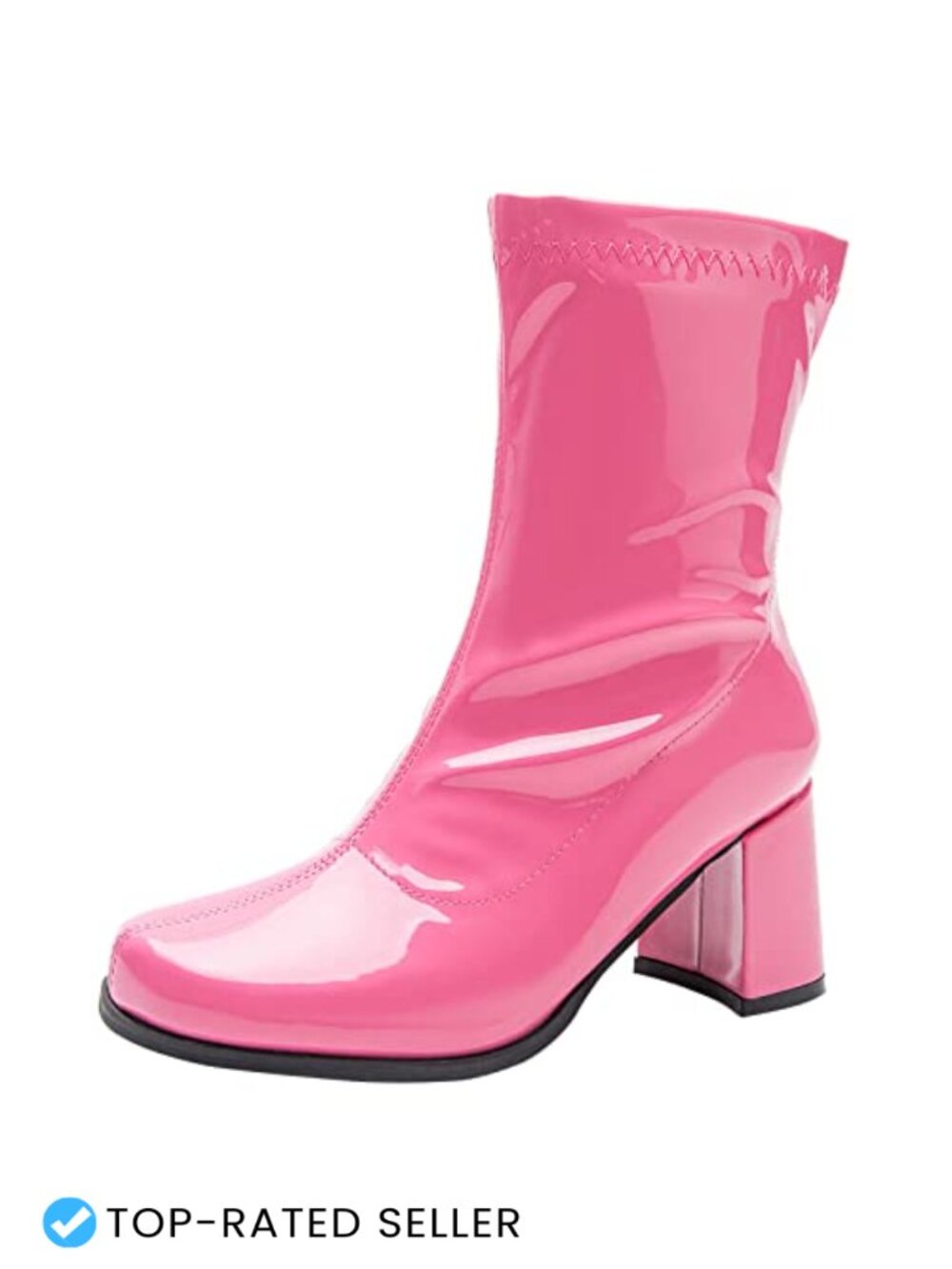 Women's Mid Calf Chunky Gogo Boots Square Toe Block Heel Ankle Bootie